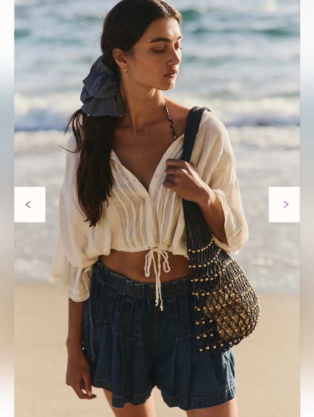 Free People We The Free Croquet Shorties Color Mid Indigo Msrp $98 - Picture 2 of 5